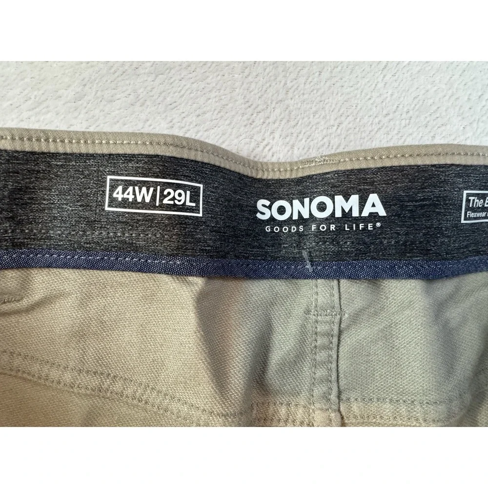 Sonoma Everyday All Day Pants‎ Mens 44x29 Stretch Chino Beige Khaki Casual Work